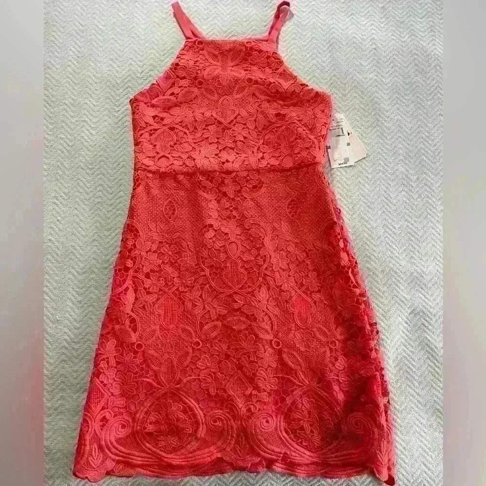 Girls' Red Lace Halter Dress